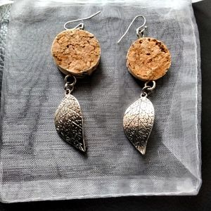 HAND MADE  925 STERLING SILVER AND CORK EARRINGS